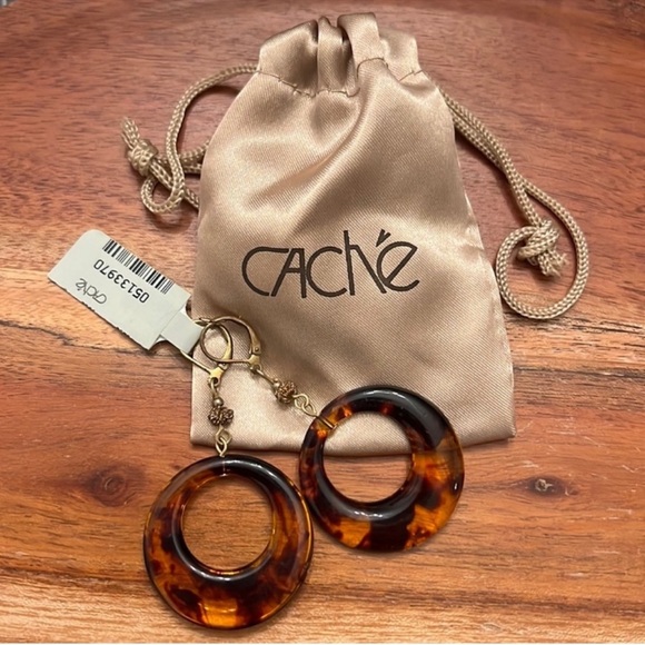 Cache Accessories - NWT Cache Brown Tortoise Shell Circle Earrings